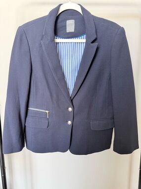 Smart Set Navy Blazer Jacket with Zip Pocket